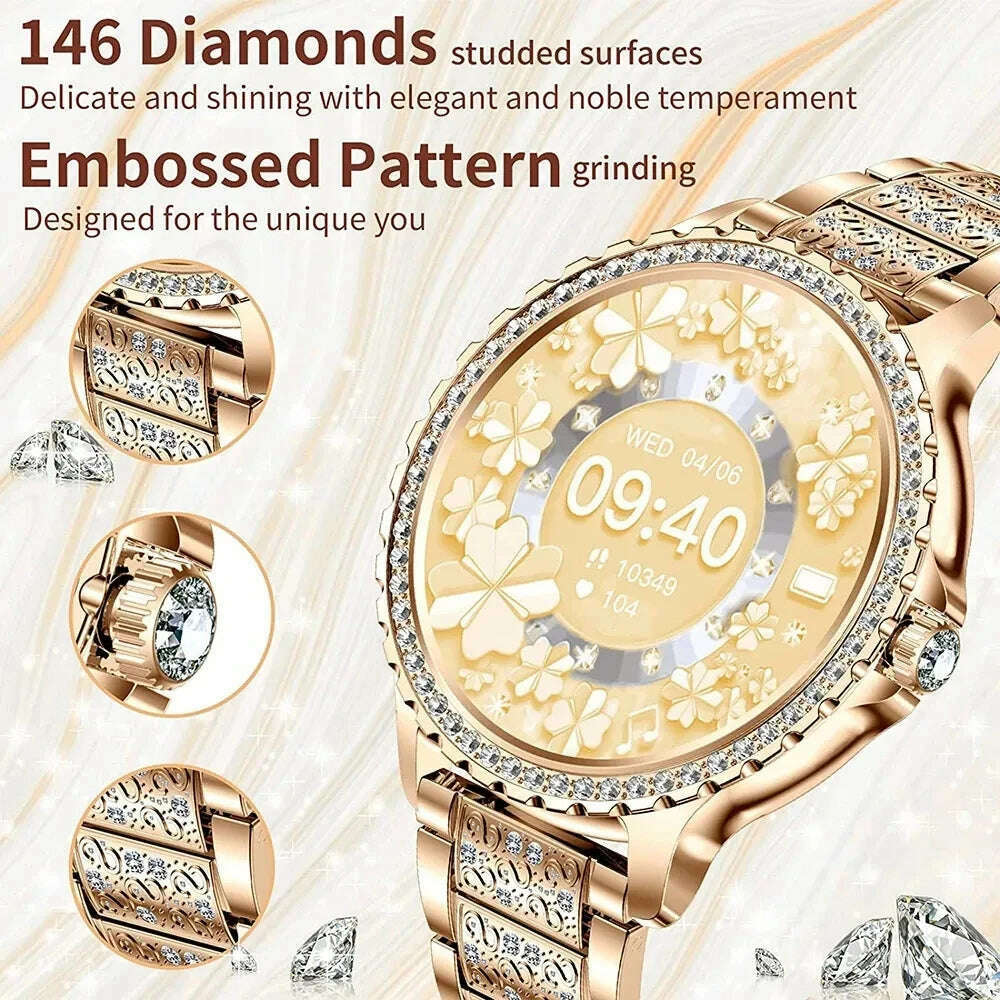 KIMLUD, AMOLED Screen Smart Watch Heart Rate Blood Oxygen Fashion Ladies Bracelet 2023 Bluetooth Call Smartwatch Womoen For Android IOS, KIMLUD Womens Clothes