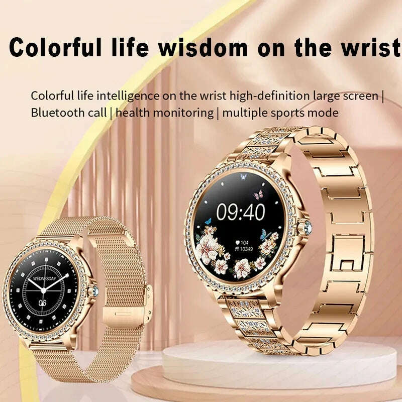 KIMLUD, AMOLED Screen Smart Watch Heart Rate Blood Oxygen Fashion Ladies Bracelet 2023 Bluetooth Call Smartwatch Womoen For Android IOS, KIMLUD Womens Clothes