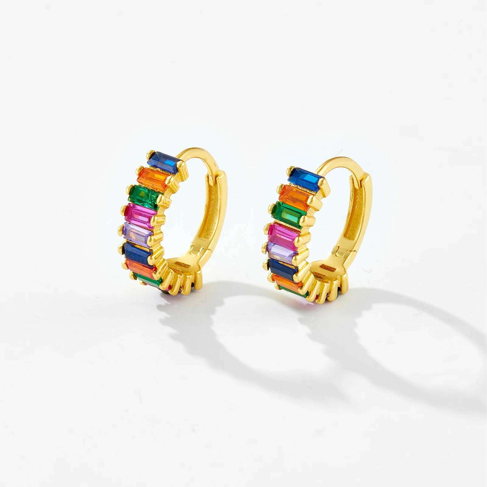 KIMLUD, Andywen 100% 925 Sterling Silver Rainbow Color Hoops Circle Round Earring Piercing CZ Zircon Pave Pendiente Ohrringe Jewelry, KIMLUD Womens Clothes