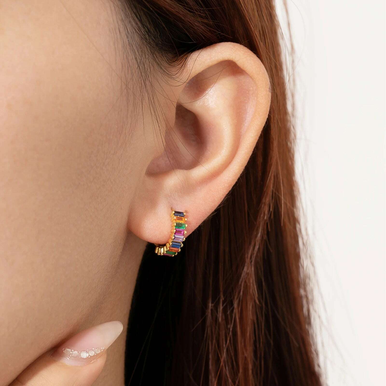 KIMLUD, Andywen 100% 925 Sterling Silver Rainbow Color Hoops Circle Round Earring Piercing CZ Zircon Pave Pendiente Ohrringe Jewelry, KIMLUD Womens Clothes