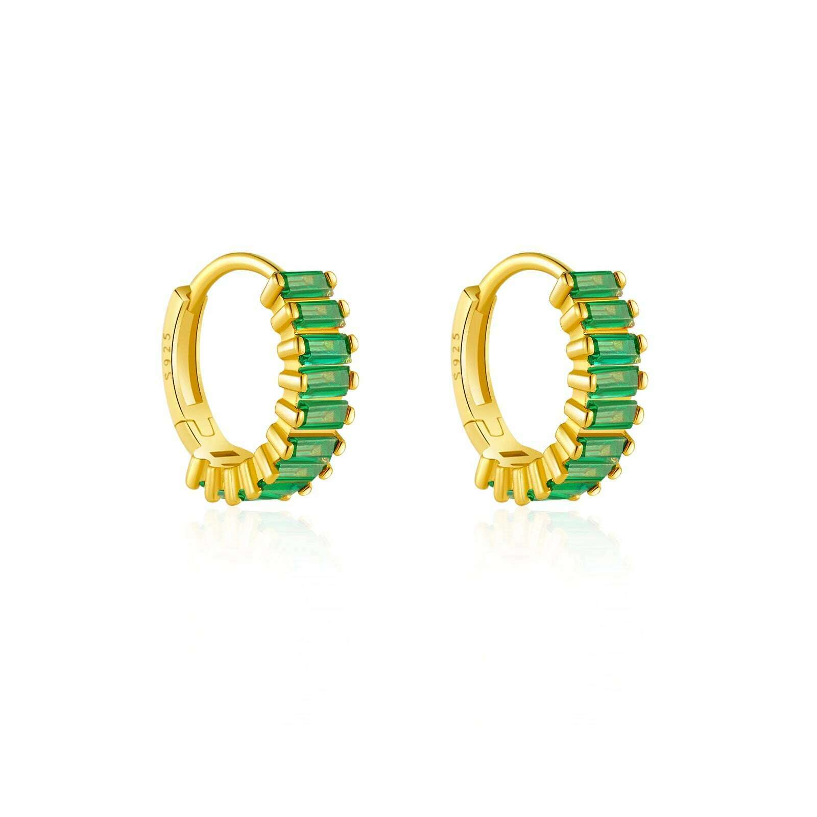 KIMLUD, Andywen 100% 925 Sterling Silver Rainbow Color Hoops Circle Round Earring Piercing CZ Zircon Pave Pendiente Ohrringe Jewelry, Green / CHINA, KIMLUD APPAREL - Womens Clothes