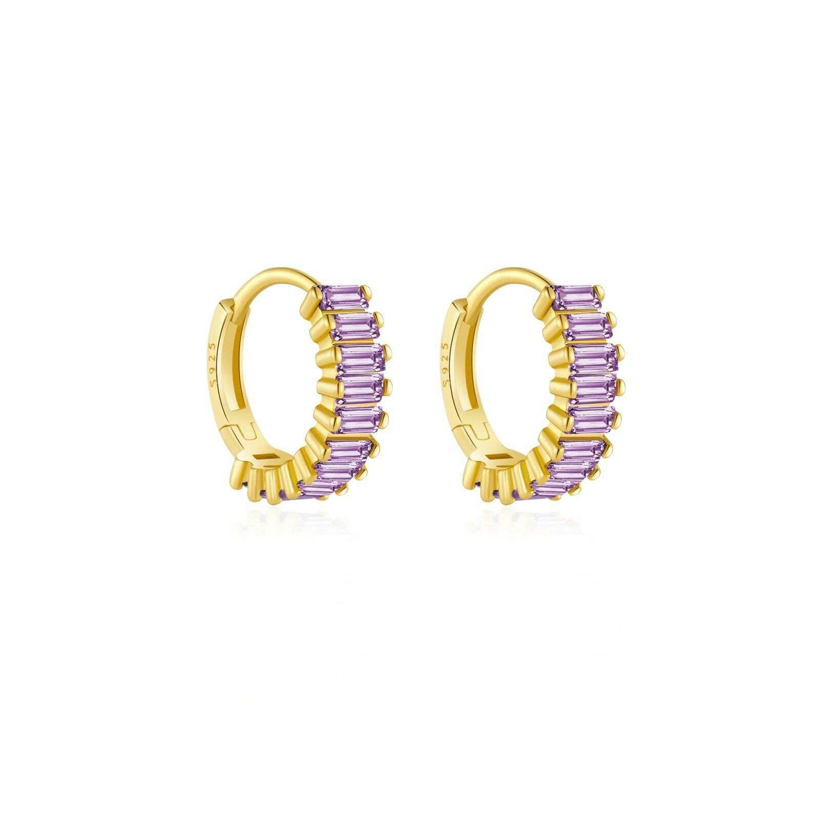 KIMLUD, Andywen 100% 925 Sterling Silver Rainbow Color Hoops Circle Round Earring Piercing CZ Zircon Pave Pendiente Ohrringe Jewelry, Purple / CHINA, KIMLUD APPAREL - Womens Clothes
