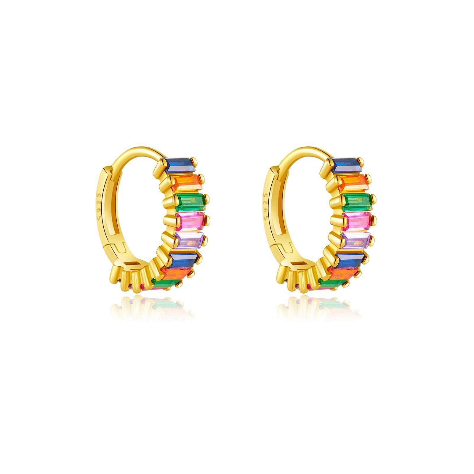 KIMLUD, Andywen 100% 925 Sterling Silver Rainbow Color Hoops Circle Round Earring Piercing CZ Zircon Pave Pendiente Ohrringe Jewelry, Rainbow / CHINA, KIMLUD APPAREL - Womens Clothes