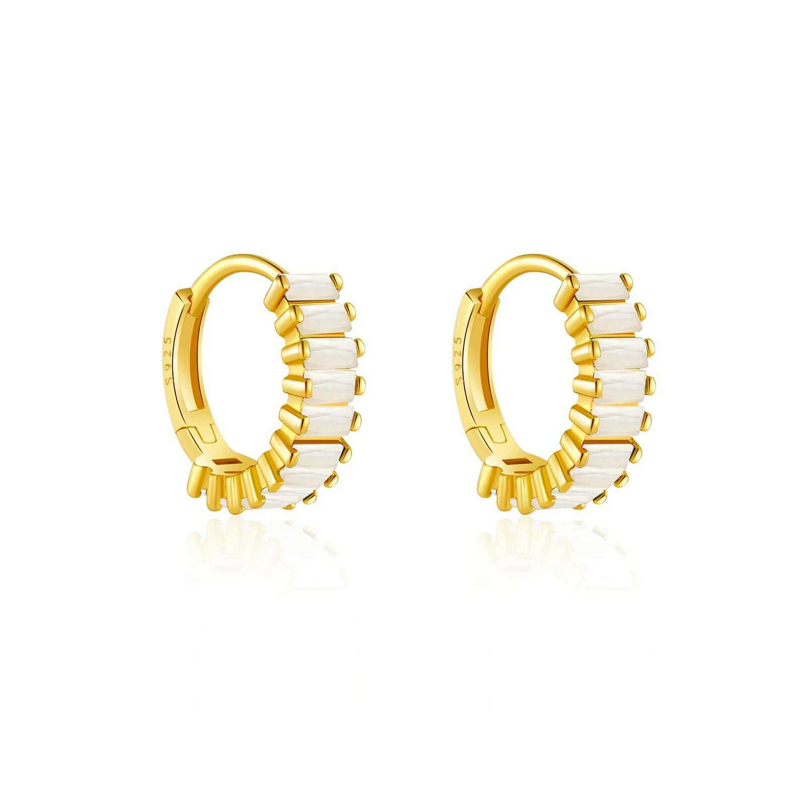 KIMLUD, Andywen 100% 925 Sterling Silver Rainbow Color Hoops Circle Round Earring Piercing CZ Zircon Pave Pendiente Ohrringe Jewelry, Milk White / CHINA, KIMLUD APPAREL - Womens Clothes