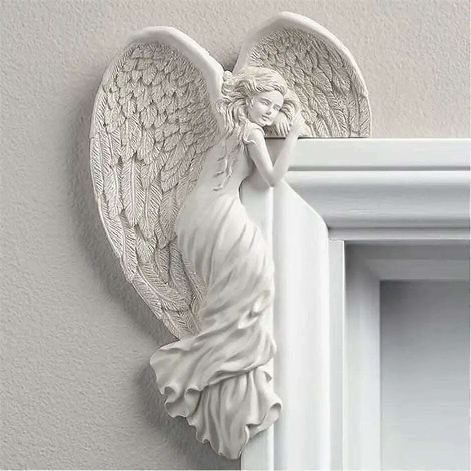 Angel Wings Home Gift Resin Craft Door Frame Ornament Indoor and Outdoor Garden Door Ornament - KIMLUD