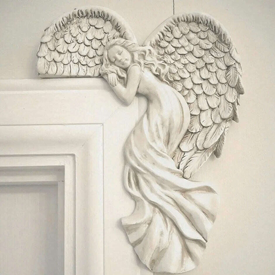 Angel Wings Home Gift Resin Craft Door Frame Ornament Indoor and Outdoor Garden Door Ornament - KIMLUD
