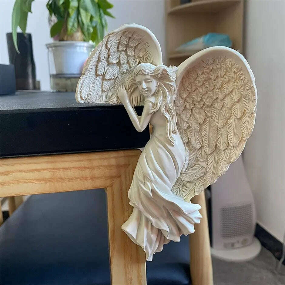 Angel Wings Home Gift Resin Craft Door Frame Ornament Indoor and Outdoor Garden Door Ornament - KIMLUD