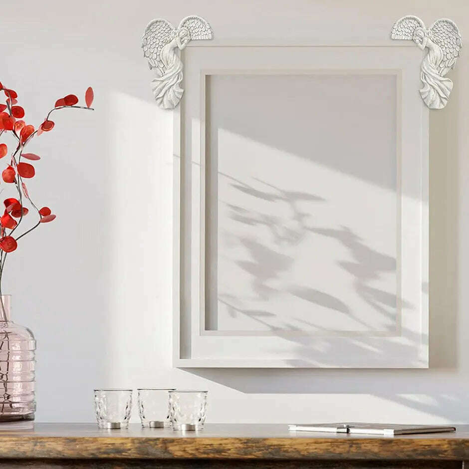 Angel Wings Home Gift Resin Craft Door Frame Ornament Indoor and Outdoor Garden Door Ornament - KIMLUD