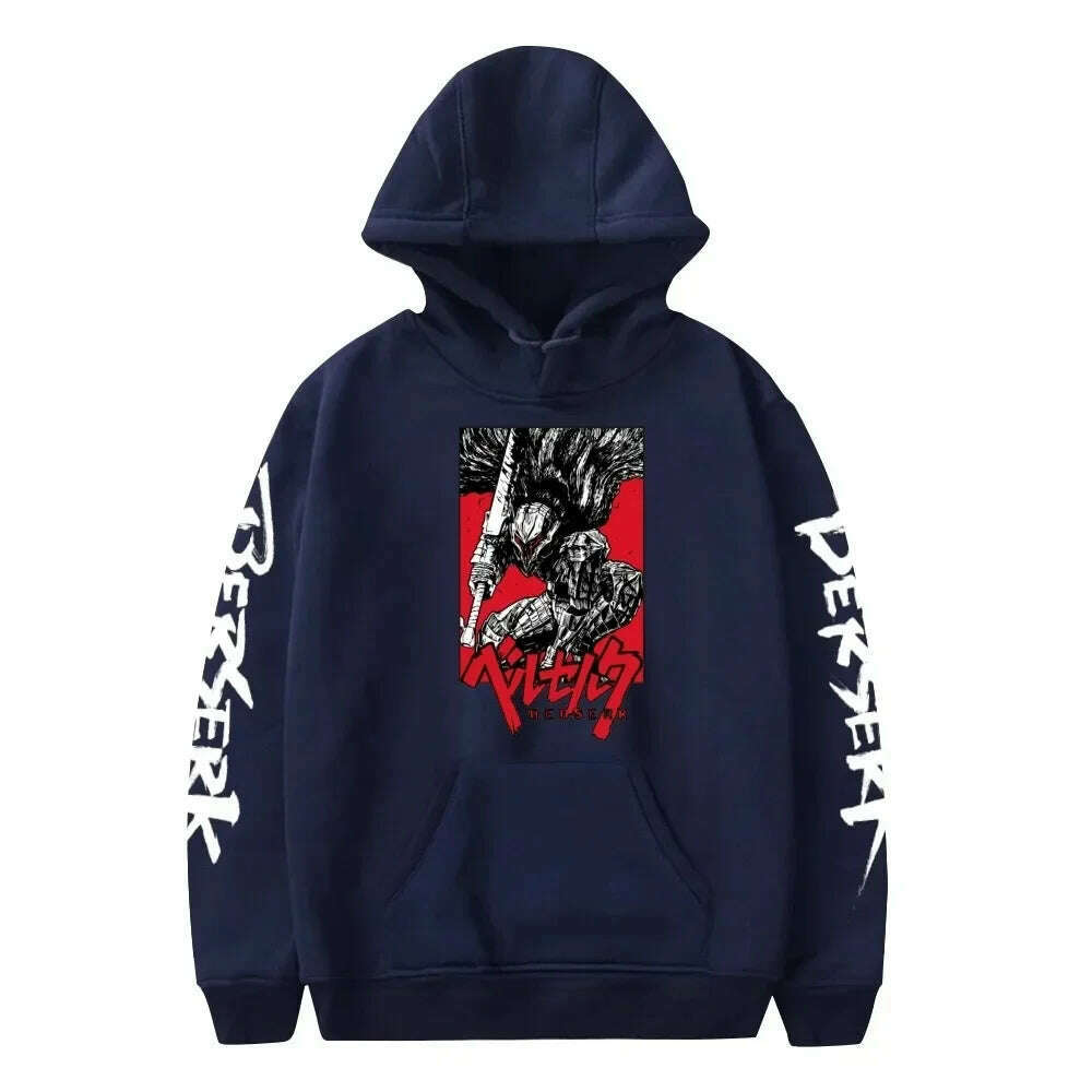 KIMLUD, Anime Berserk Hoodie Sweatshirt Mulheres Homens Manga Longa Moda Pullover Roupas 2024, SKY BLUE / XXL, KIMLUD APPAREL - Womens Clothes