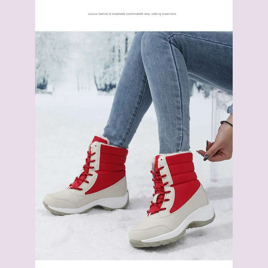 Ankel Boots for Women Winter Outdoor Warm Snow Boots Chunky Platform Waterproof Non-slip Warm Shoes Woman Boots Plus Size Casual - KIMLUD