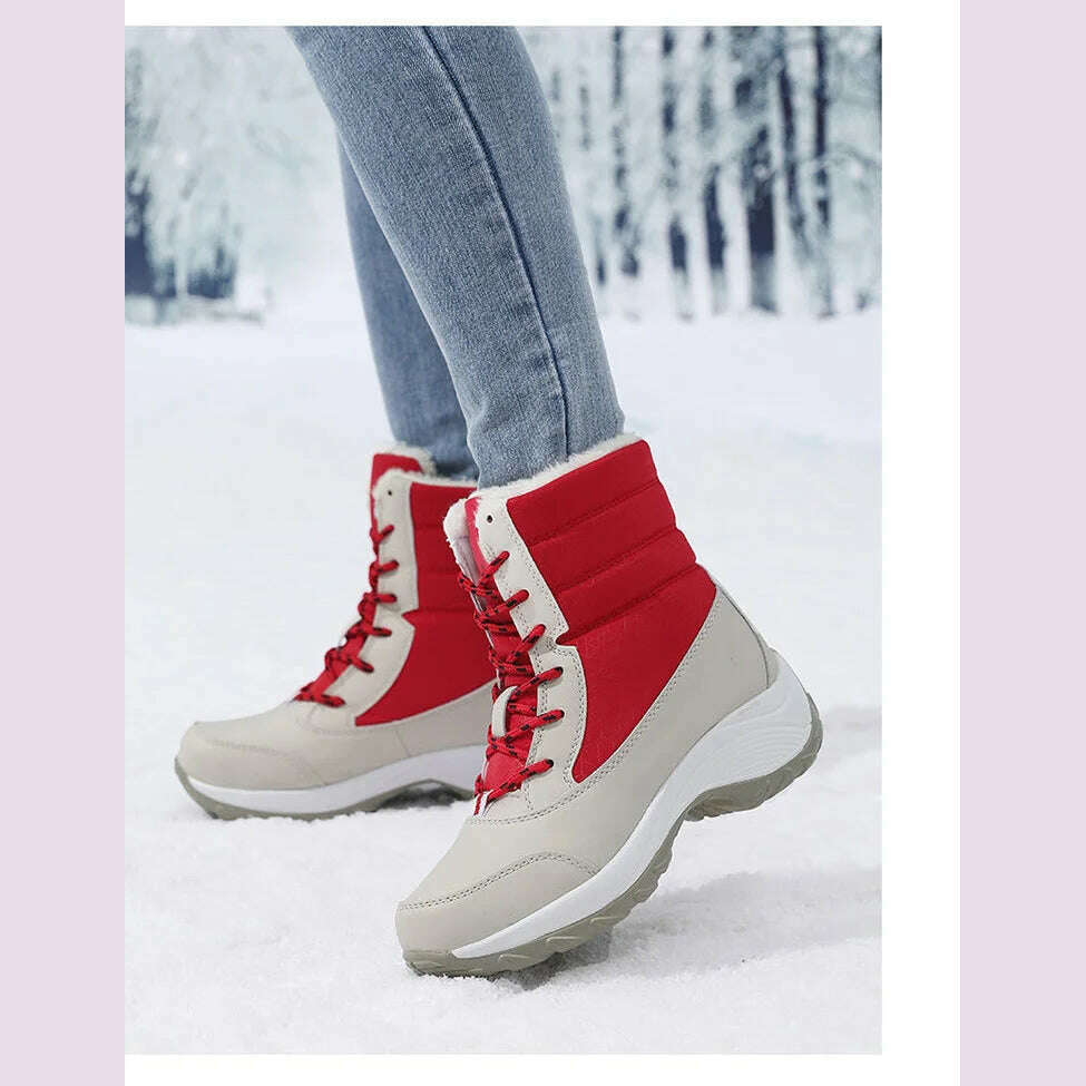 Ankel Boots for Women Winter Outdoor Warm Snow Boots Chunky Platform Waterproof Non-slip Warm Shoes Woman Boots Plus Size Casual - KIMLUD