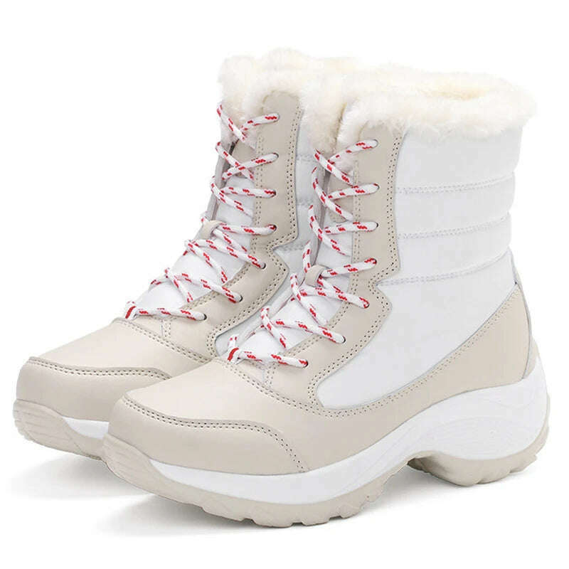 Ankel Boots for Women Winter Outdoor Warm Snow Boots Chunky Platform Waterproof Non-slip Warm Shoes Woman Boots Plus Size Casual - KIMLUD