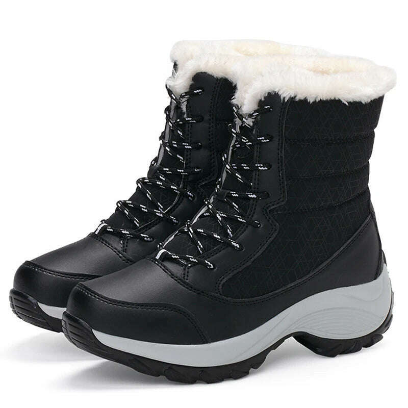 Ankel Boots for Women Winter Outdoor Warm Snow Boots Chunky Platform Waterproof Non-slip Warm Shoes Woman Boots Plus Size Casual - KIMLUD