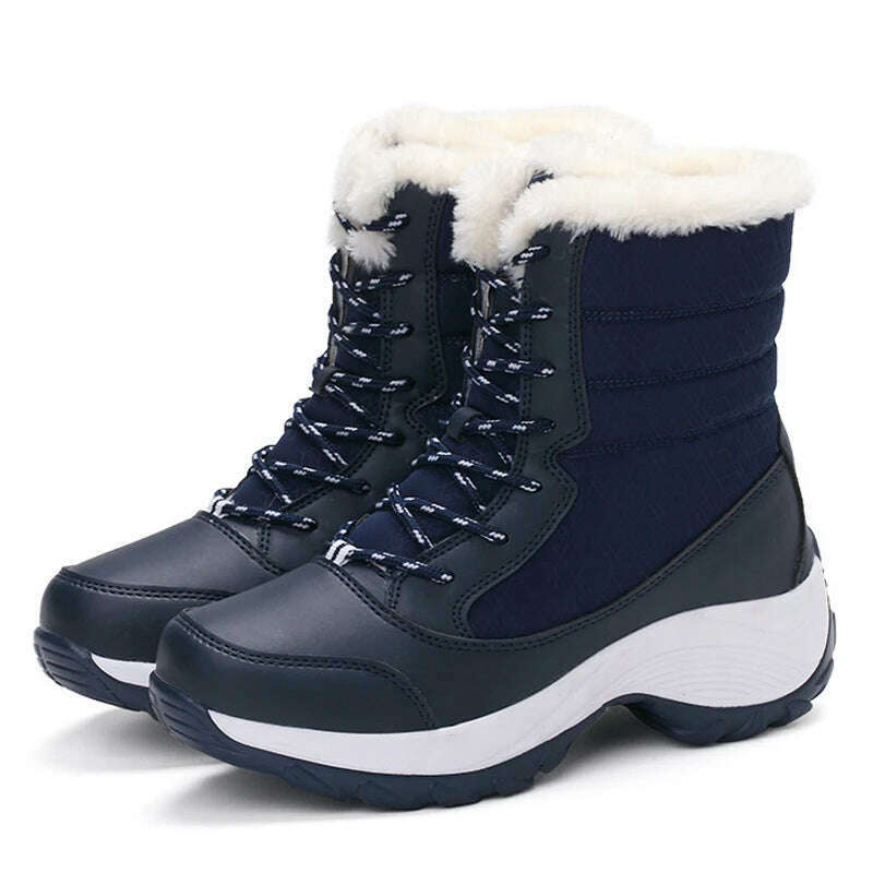 Ankel Boots for Women Winter Outdoor Warm Snow Boots Chunky Platform Waterproof Non-slip Warm Shoes Woman Boots Plus Size Casual - KIMLUD