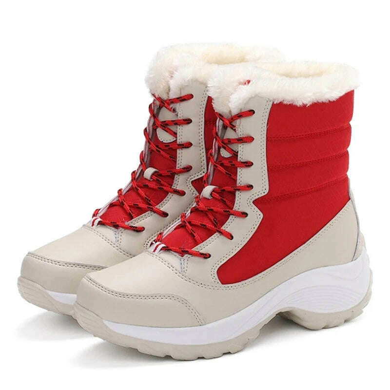 Ankel Boots for Women Winter Outdoor Warm Snow Boots Chunky Platform Waterproof Non-slip Warm Shoes Woman Boots Plus Size Casual - KIMLUD