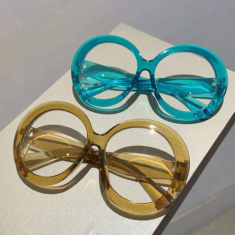 KIMLUD, Anti Blue Light Glasses Women For Men Vintage Brand Designer Myopia Prescription Optical Round Computer Big Eye Glasses Frame, KIMLUD Womens Clothes