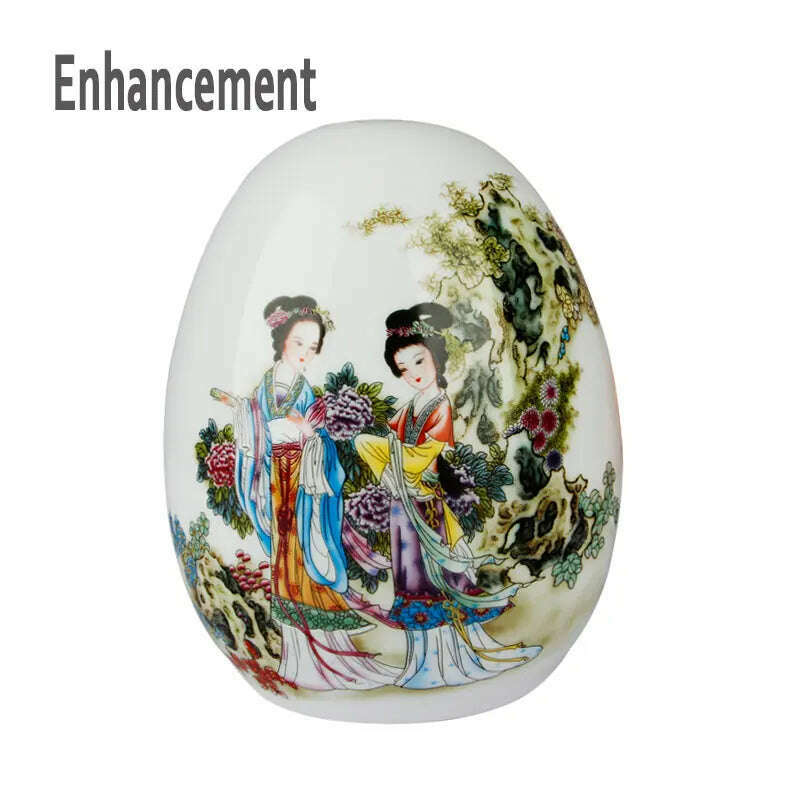 Antique Jingdezhen Ceramic Vase Lucky Egg Chinese Ancient Beauty Prosperous Egg Contemporary Home Decoration Furnishing Article - KIMLUD