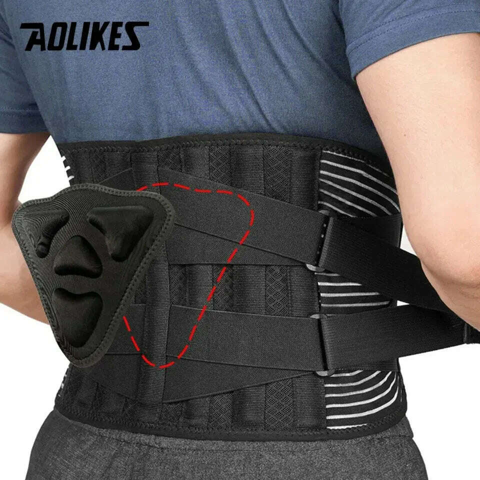 KIMLUD, AOLIKES Lower Back Brace with 6 Stays Anti-skid Orthopedic Lumbar Support Breathable Waist Support Belt for Gym Pain Relief, Upgrade with pad / M, KIMLUD APPAREL - Womens Clothes