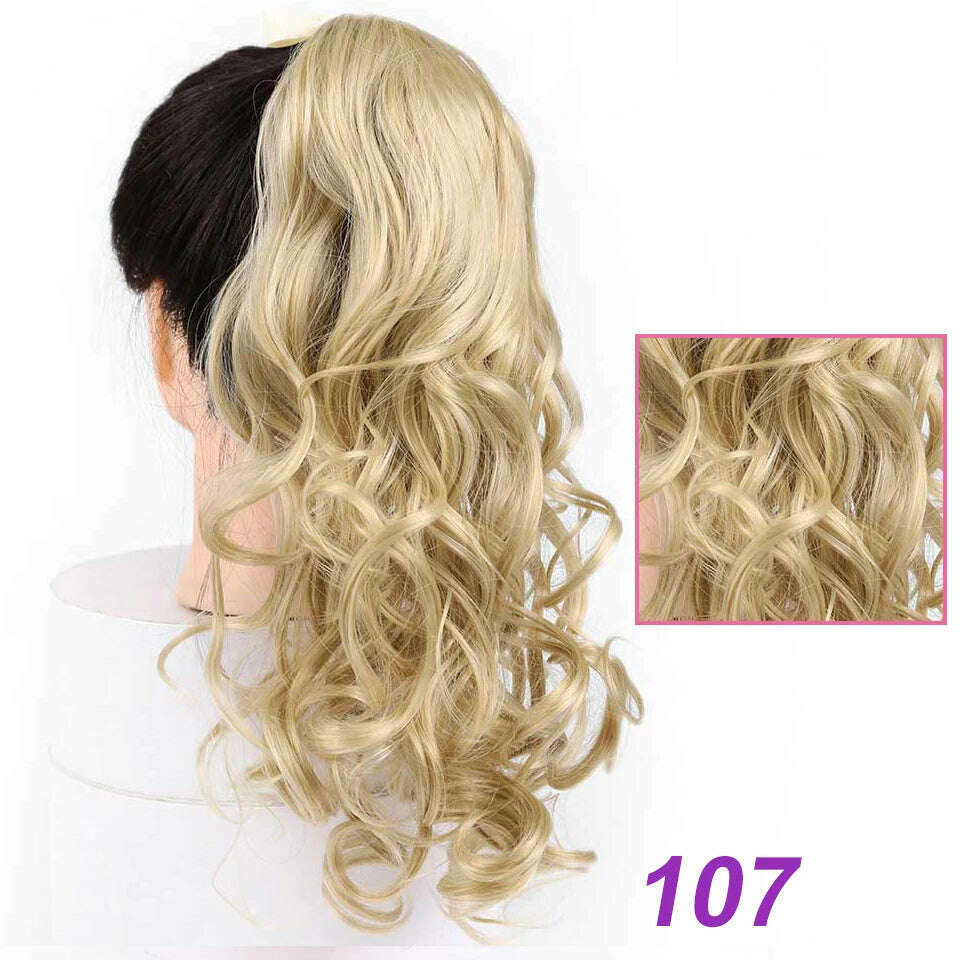 KIMLUD, AS Synthetic Retro Ponytail with Comb Europen Princess Curly Puff Ponytail Clip in Hair Tail Natural False Hair Extension, T1B/350, KIMLUD APPAREL - Womens Clothes