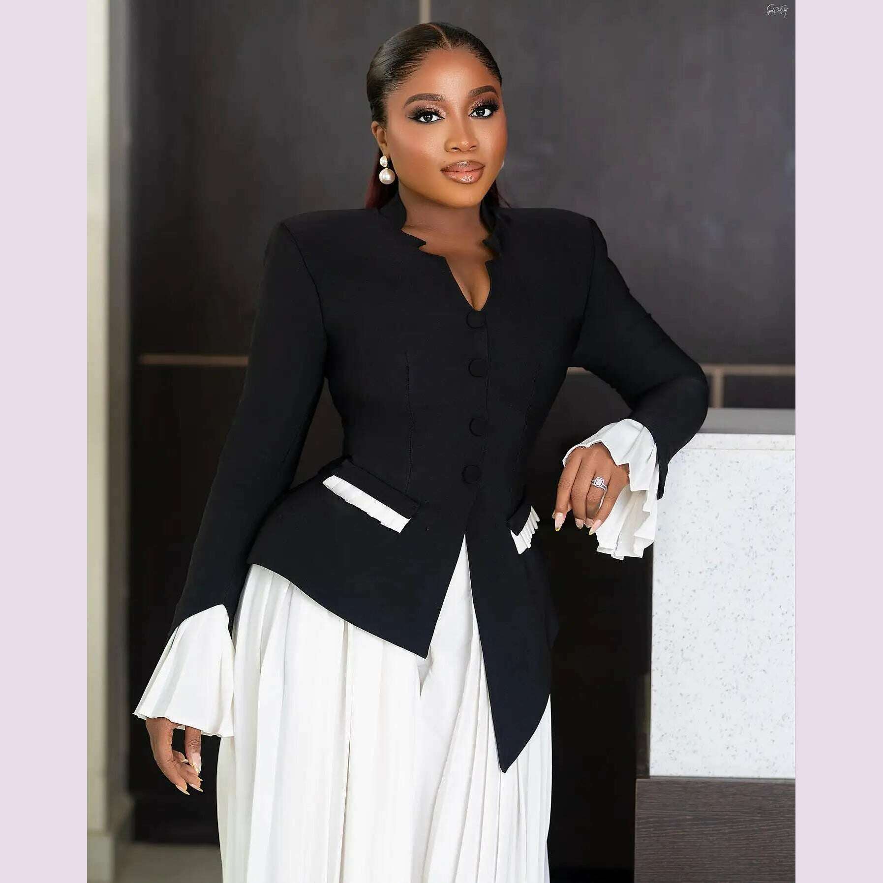 Aso Ebi Stylished Women Sets Blouse And Pleated Loose Set 2 Pieces African Formal Party Dresses Women Wedding Guest Dress - KIMLUD