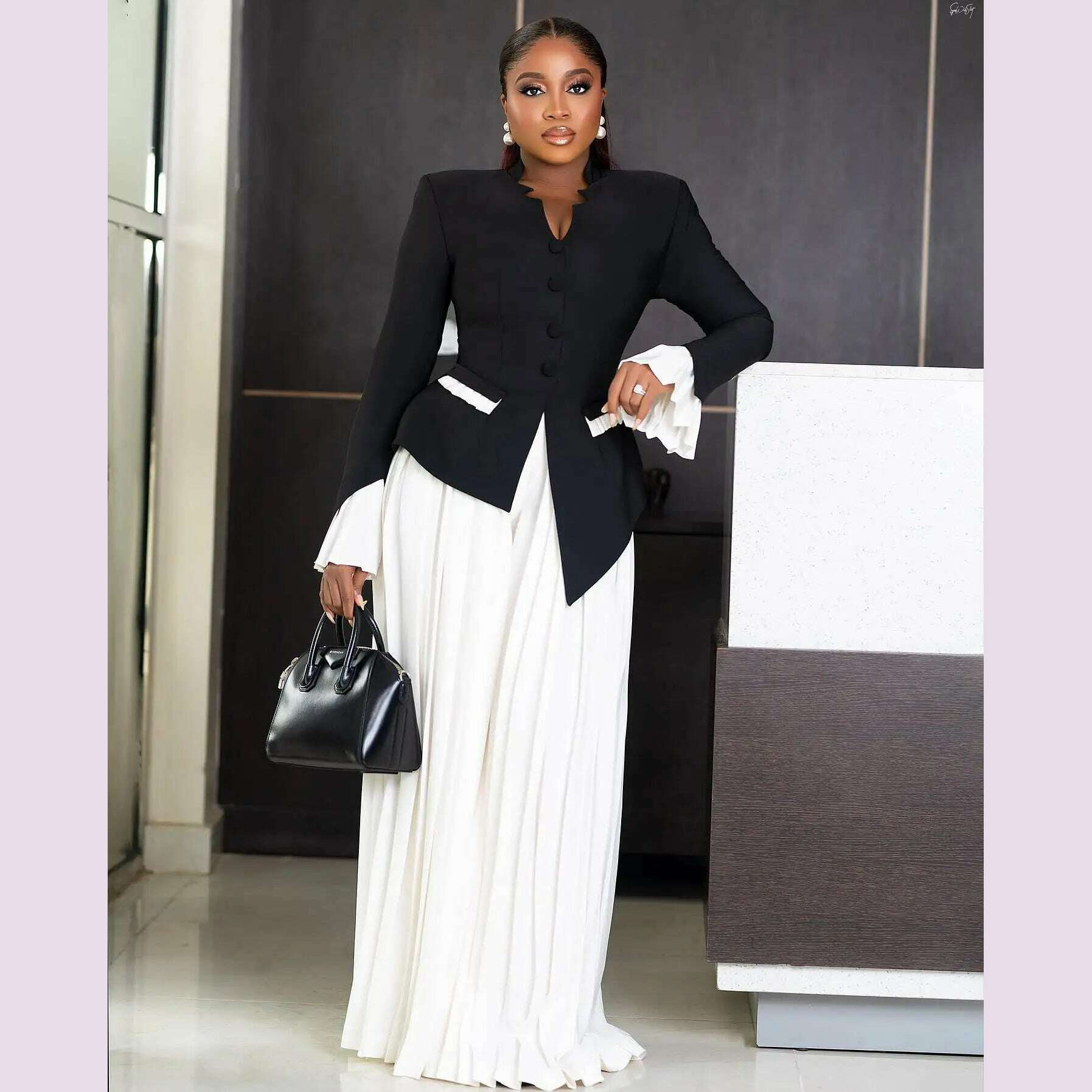 Aso Ebi Stylished Women Sets Blouse And Pleated Loose Set 2 Pieces African Formal Party Dresses Women Wedding Guest Dress - KIMLUD