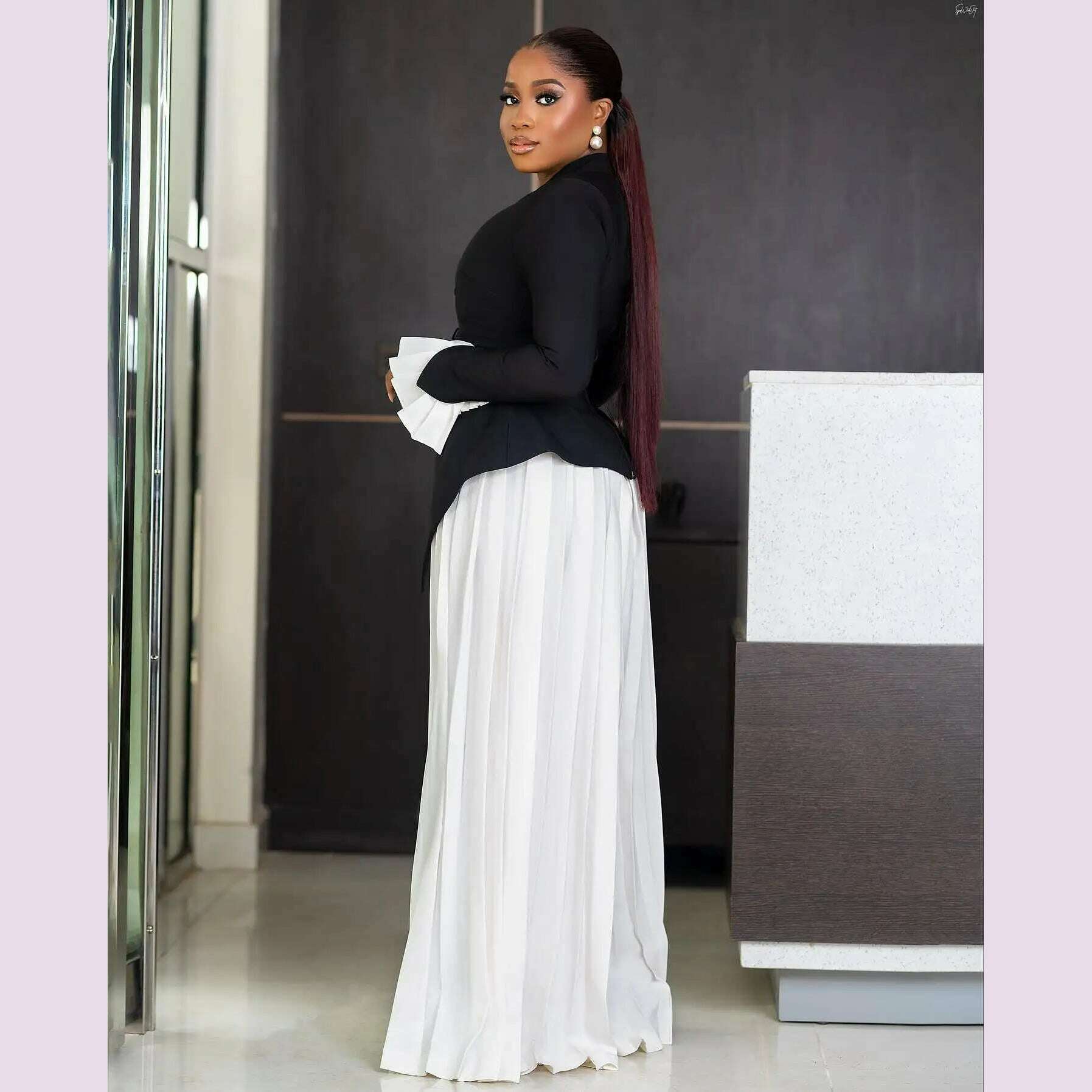 Aso Ebi Stylished Women Sets Blouse And Pleated Loose Set 2 Pieces African Formal Party Dresses Women Wedding Guest Dress - KIMLUD