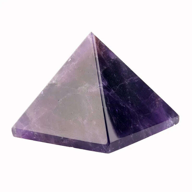 Assorted 40mm Pyramid Black Obsidian Fluorite pink quartz Natural Stone Carved Point Chakra Healing Reiki Crystal Free pouch - KIMLUD
