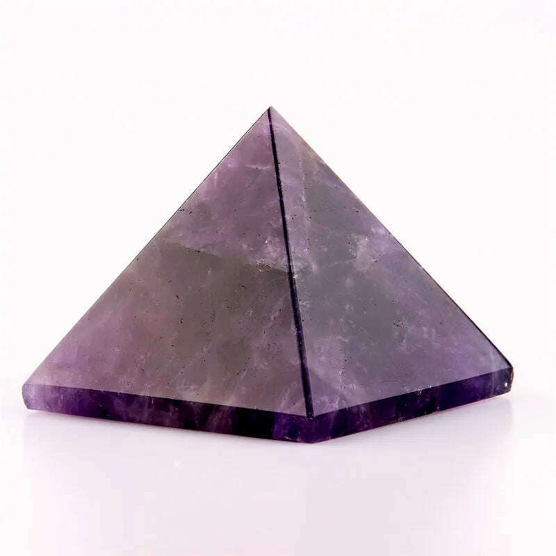 Assorted 40mm Pyramid Black Obsidian Fluorite pink quartz Natural Stone Carved Point Chakra Healing Reiki Crystal Free pouch - KIMLUD