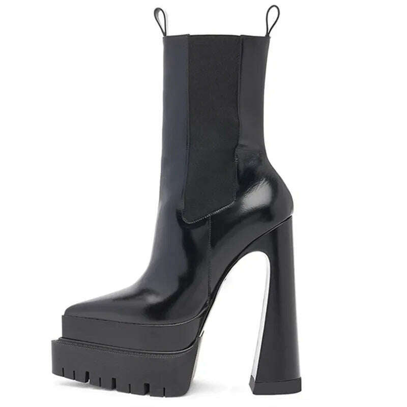 ASUMER 2024 Size 36-42 New Slip On Thick High Heels Boots Woman Microfiber Chelsea Ankle Boots Ladies Autumn Platform Shoes - KIMLUD