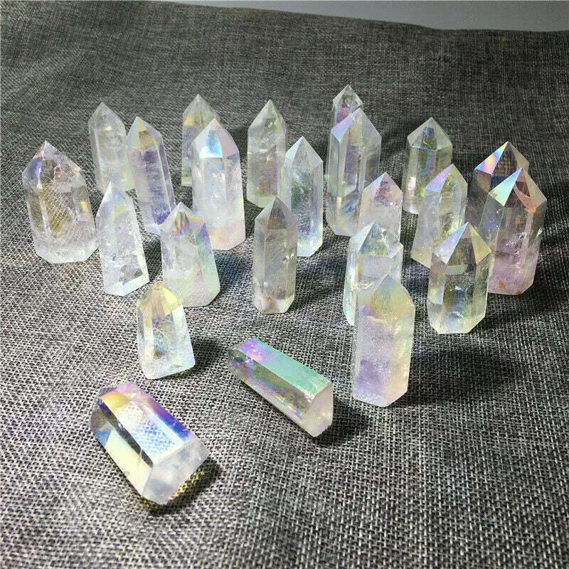 KIMLUD, Aura Angel clear crystal stones wand point tower for healing quartz stone gift, KIMLUD Womens Clothes