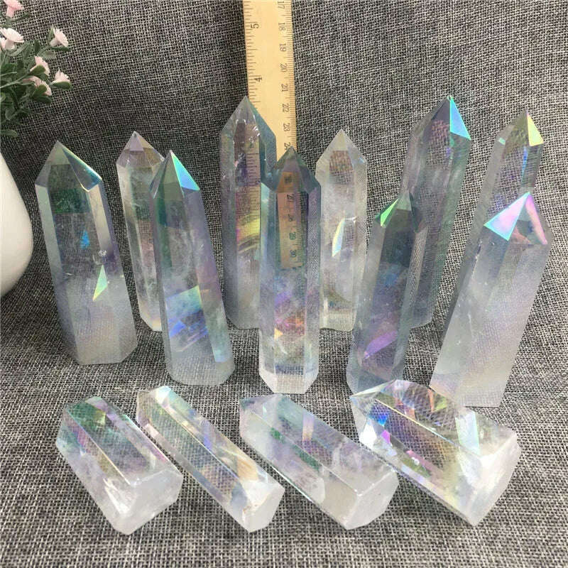 KIMLUD, Aura Angel clear crystal stones wand point tower for healing quartz stone gift, KIMLUD Womens Clothes
