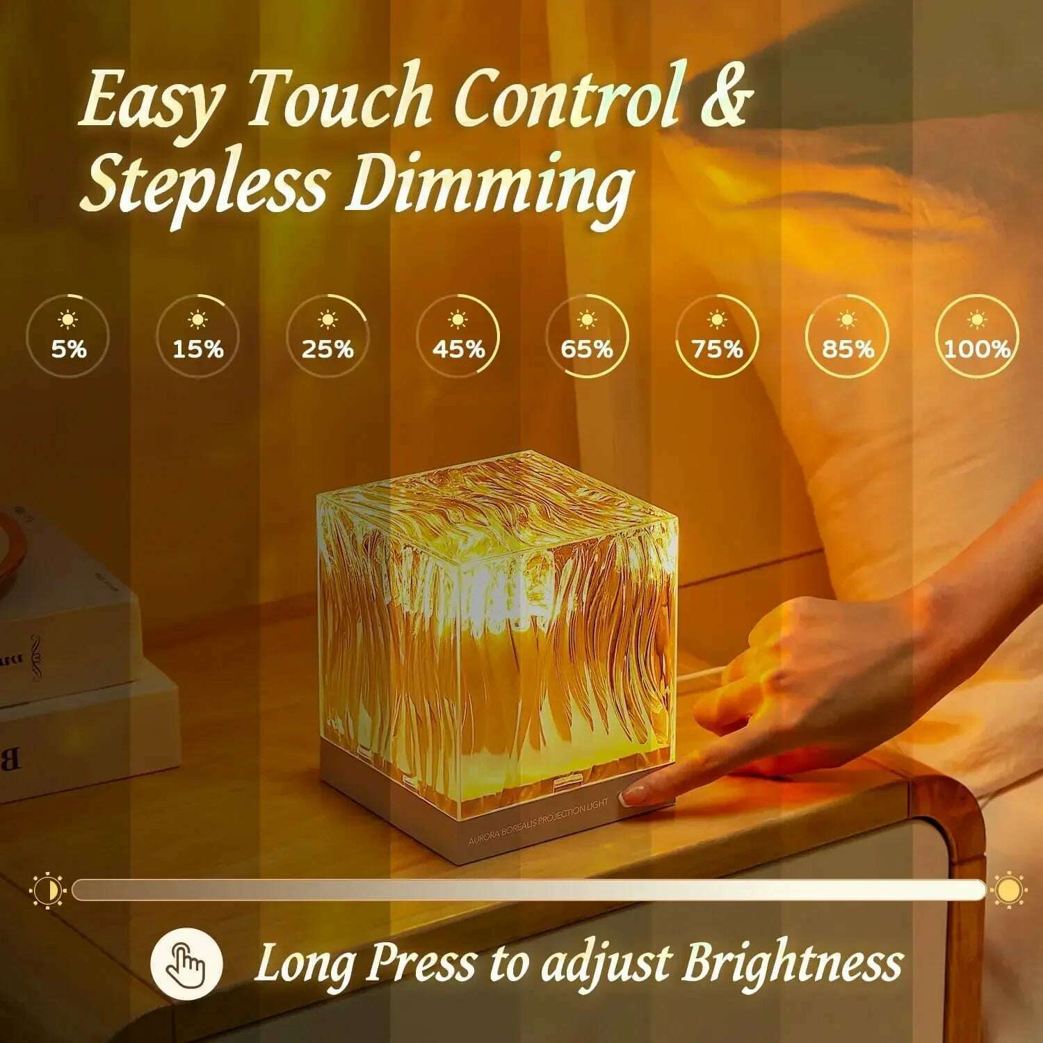 Aurora Borealis lamp Northern Lights USB Rechargeable Water Ripple Projector Night Light RGB Crystal Lamp Room Decor Mood Lights - KIMLUD