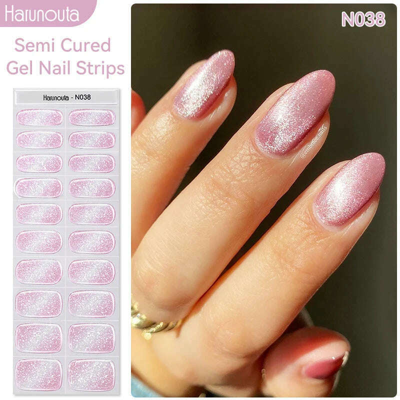 Auroras Semi-Cured Gel Nail Wraps Stickers Strips Sparking Aurora UV Full Cover LED Gel Semi Cured Nail Sliders For Nails - KIMLUD