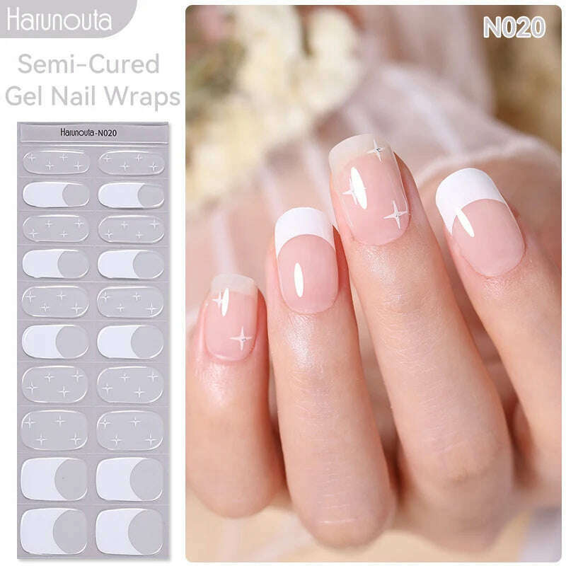 Auroras Semi-Cured Gel Nail Wraps Stickers Strips Sparking Aurora UV Full Cover LED Gel Semi Cured Nail Sliders For Nails - KIMLUD