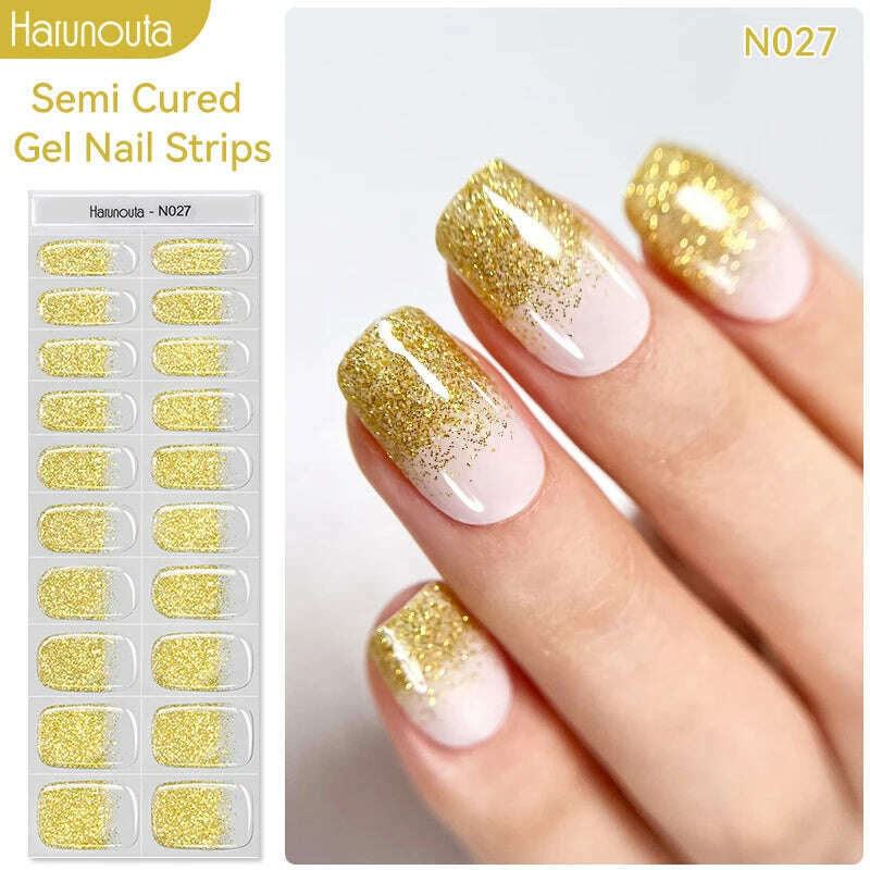 Auroras Semi-Cured Gel Nail Wraps Stickers Strips Sparking Aurora UV Full Cover LED Gel Semi Cured Nail Sliders For Nails - KIMLUD