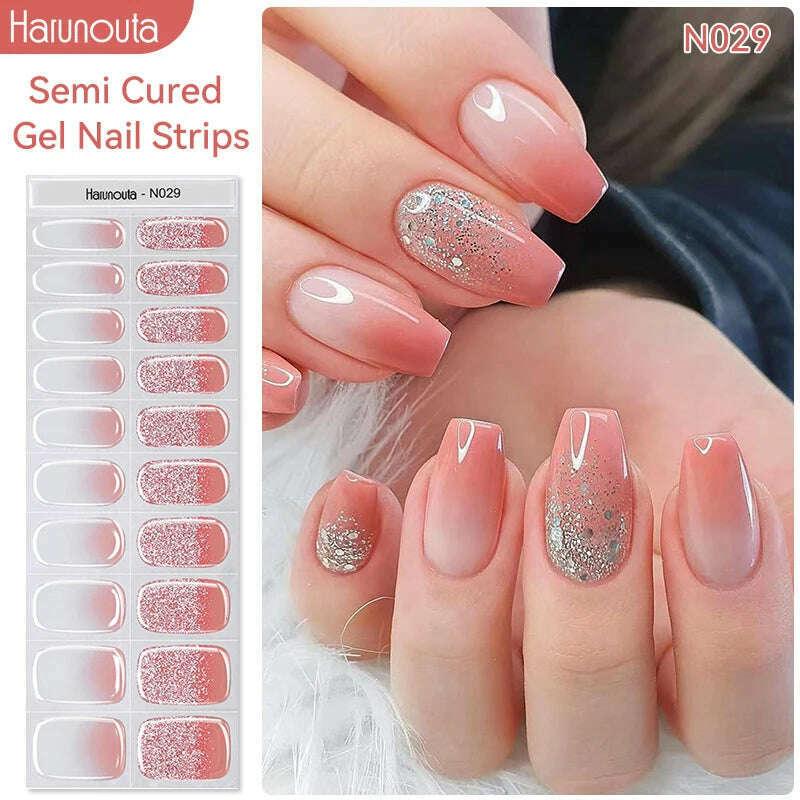 Auroras Semi-Cured Gel Nail Wraps Stickers Strips Sparking Aurora UV Full Cover LED Gel Semi Cured Nail Sliders For Nails - KIMLUD