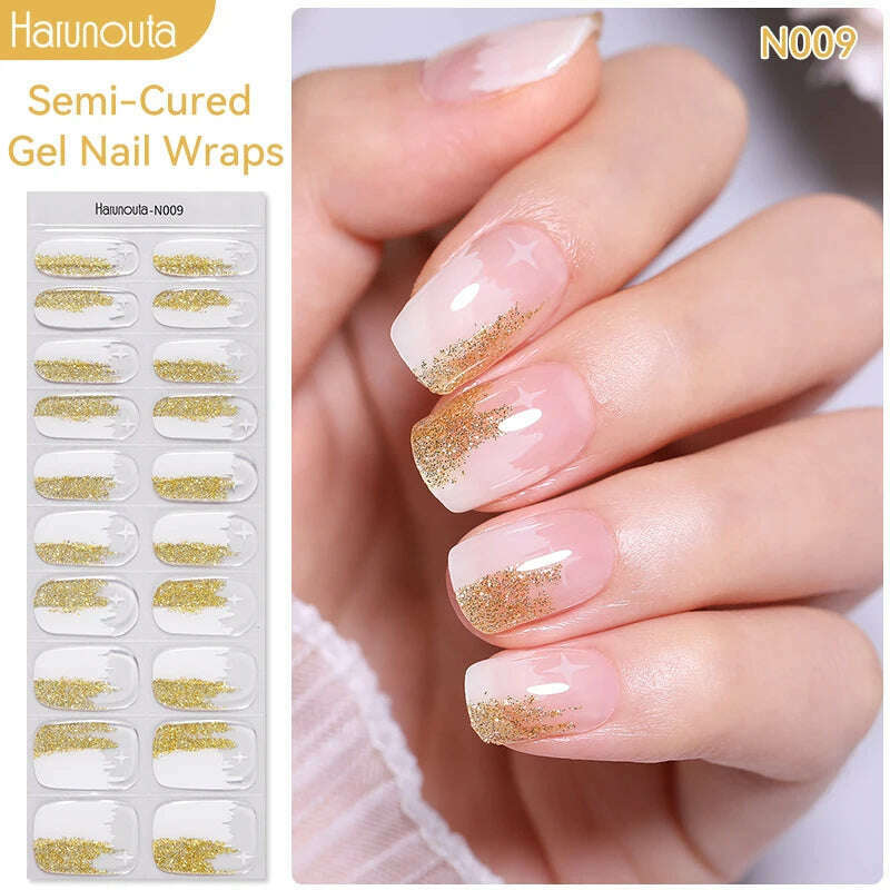 Auroras Semi-Cured Gel Nail Wraps Stickers Strips Sparking Aurora UV Full Cover LED Gel Semi Cured Nail Sliders For Nails - KIMLUD