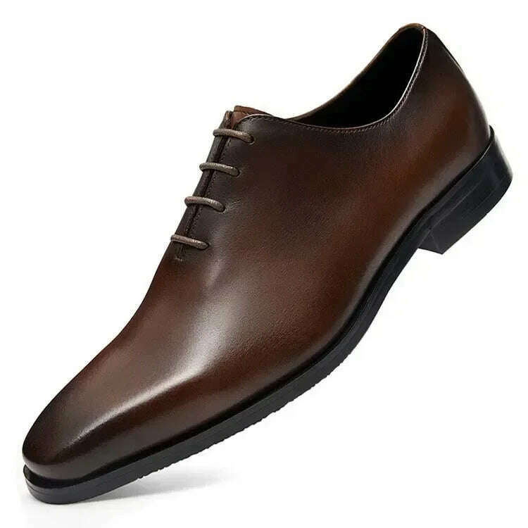 KIMLUD, Authentic Oxford Shoes Classic Italian Design Handcrafted Men's Dress Shoes Short Eye-Catching Leather, Coffee / 37, KIMLUD Womens Clothes