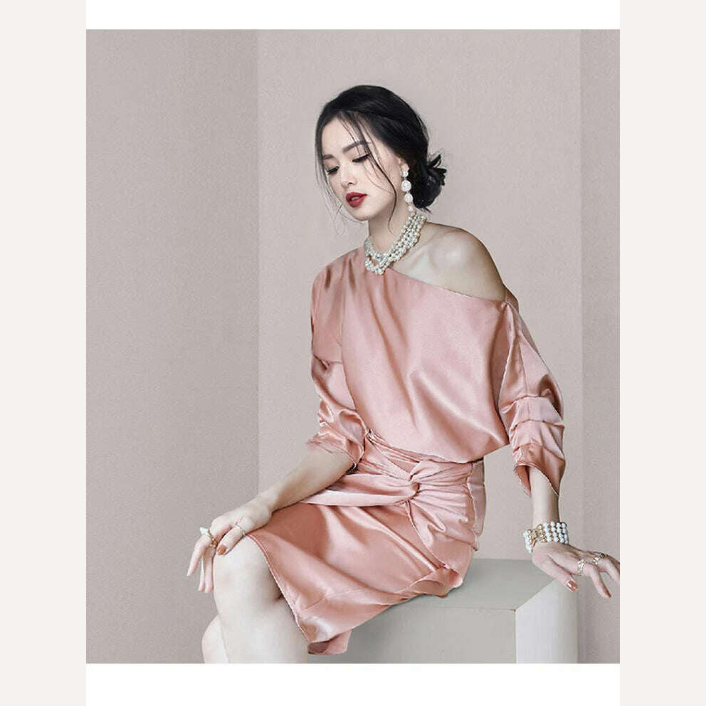 KIMLUD, Autumn 2024 New Style Socialite Temperament Fashion Bat Sleeve Women's Dresses Elegant Slim Female Solid Sheath Pencil Dresses, KIMLUD Womens Clothes