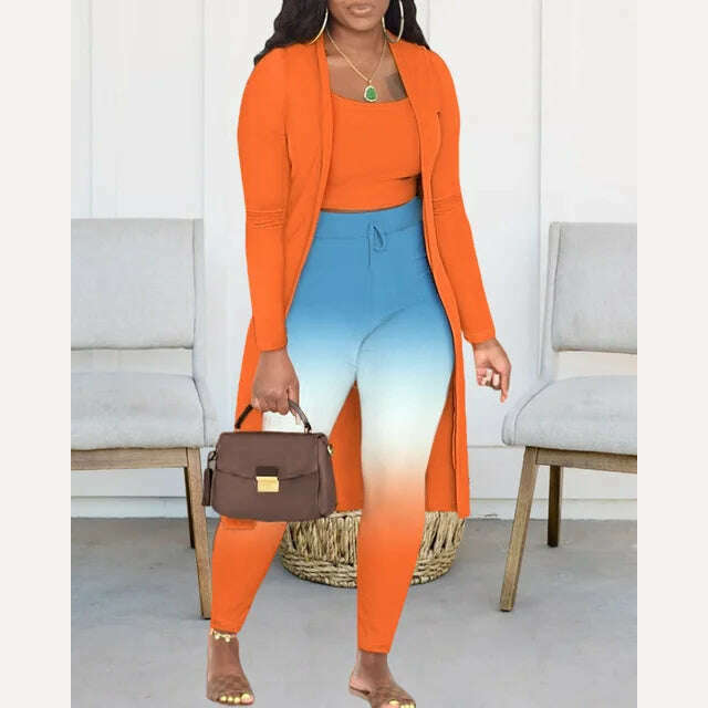 KIMLUD, Autumn Fashion Printing Three Piece Set Women Casual Tank Top Cardigan Pants Three Piece Set Women, Style2 / S, KIMLUD Womens Clothes
