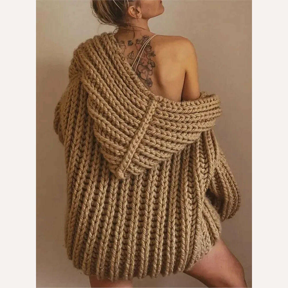 KIMLUD, Autumn Fashion Solid Hooded Sweater Vest For Women Elegant Sleeveless Knitting Cardigan Winter Office Ladies Commute Streetwear, KIMLUD Womens Clothes