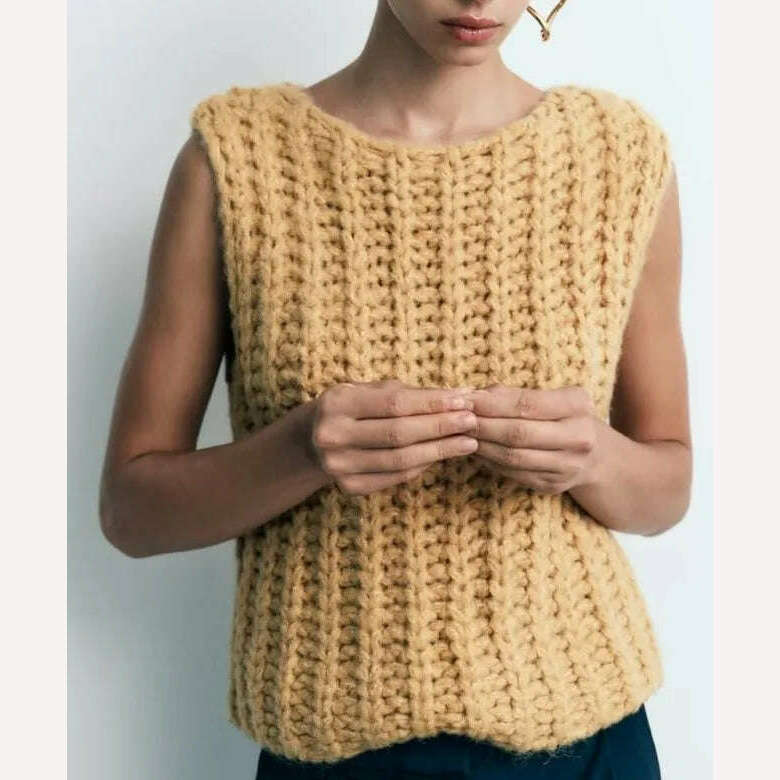 KIMLUD, Autumn Fashion Solid Hooded Sweater Vest For Women Elegant Sleeveless Knitting Cardigan Winter Office Ladies Commute Streetwear, vest / S, KIMLUD Womens Clothes