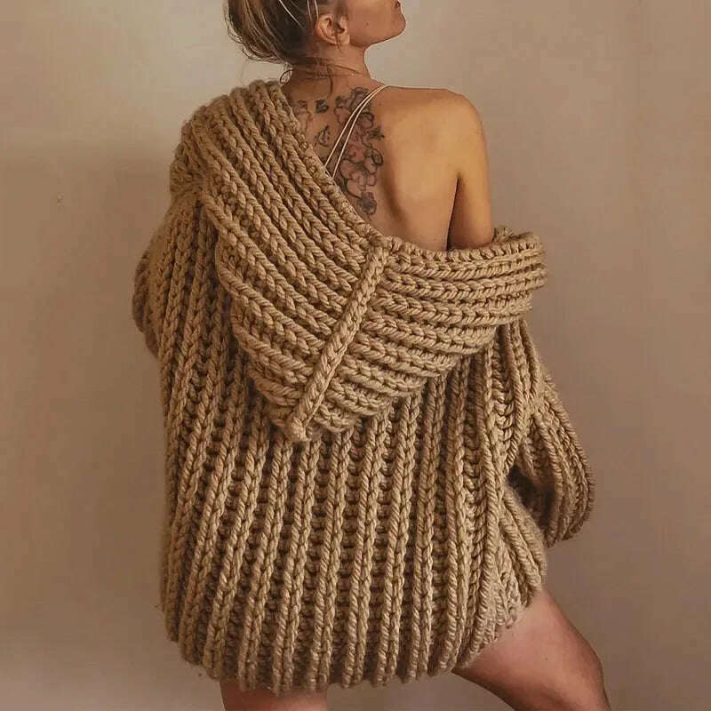 KIMLUD, Autumn Fashion Solid Hooded Sweater Vest For Women Elegant Sleeveless Knitting Cardigan Winter Office Ladies Commute Streetwear, KIMLUD Womens Clothes