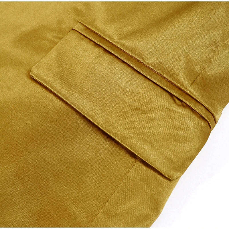 KIMLUD, Autumn Gold Color Blazer Jacket For Women Fashion Loose V Neck Long Sleeve Coat 2023 Elegant Lady Chic Party Streetwear New, KIMLUD Womens Clothes
