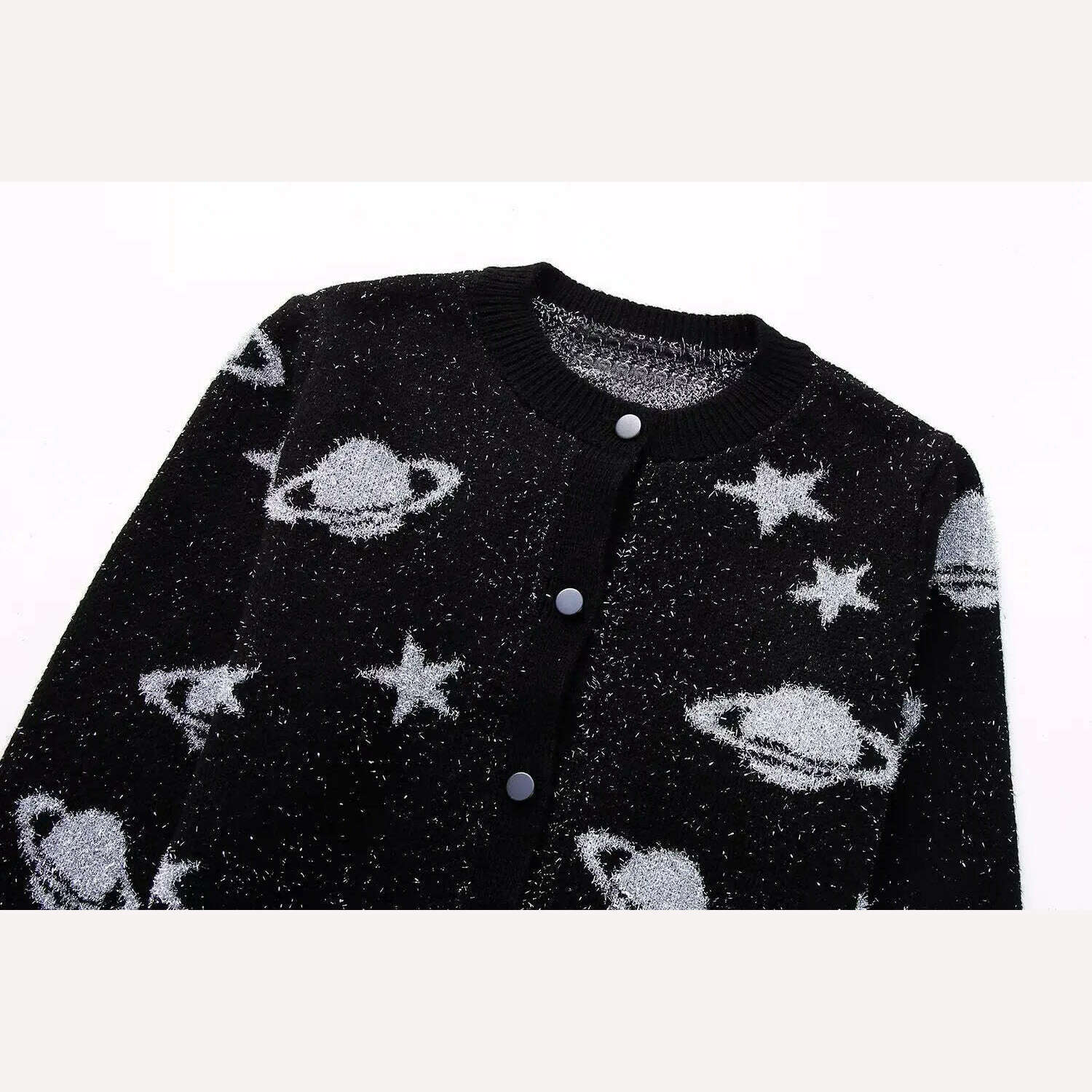 KIMLUD, Autumn Star Metal Silk Embroidered Knitted Cardigan Women Fashion O Neck Long Sleeve Sweater Coat Elegant Office Lady Knitwear, KIMLUD Womens Clothes