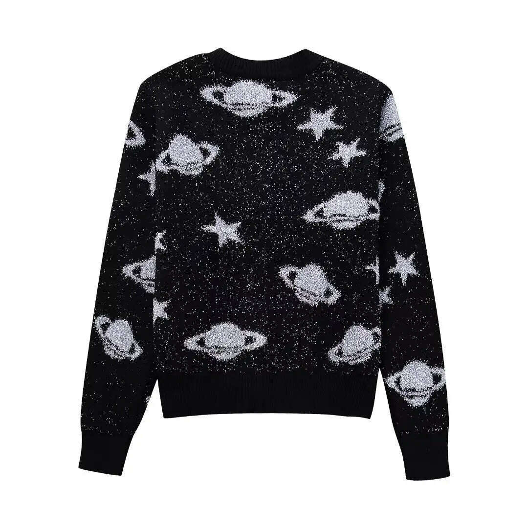 KIMLUD, Autumn Star Metal Silk Embroidered Knitted Cardigan Women Fashion O Neck Long Sleeve Sweater Coat Elegant Office Lady Knitwear, KIMLUD Womens Clothes