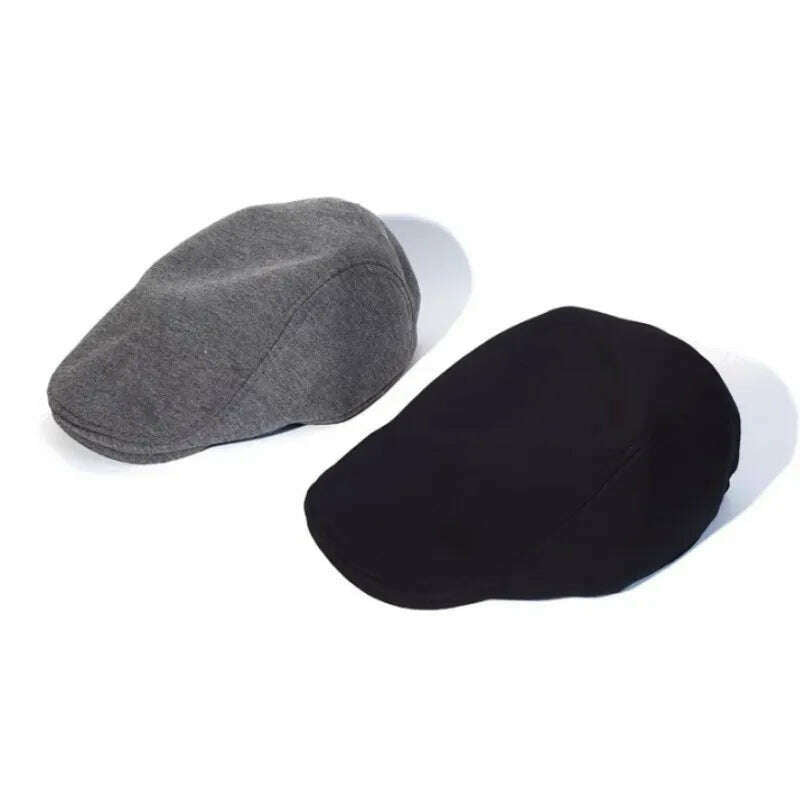 Autumn Winter British Style Newsboy Beret Cap Men'S Golf Driving Sun Flat Cabbie Hat Gatsby Ivy Cap Solid Soft Peaked Cap - KIMLUD
