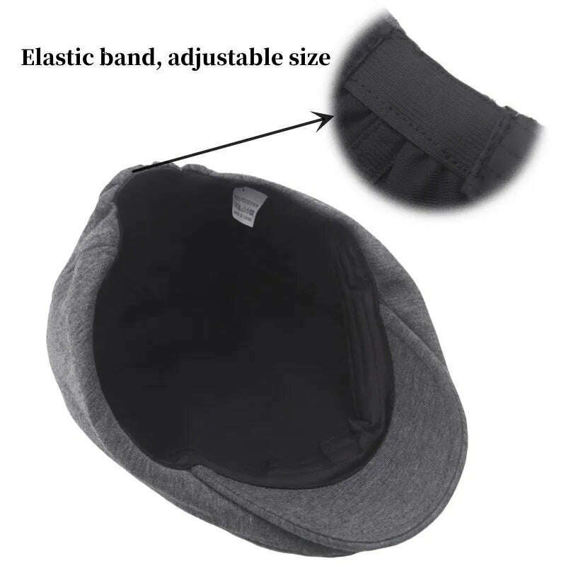 Autumn Winter British Style Newsboy Beret Cap Men'S Golf Driving Sun Flat Cabbie Hat Gatsby Ivy Cap Solid Soft Peaked Cap - KIMLUD