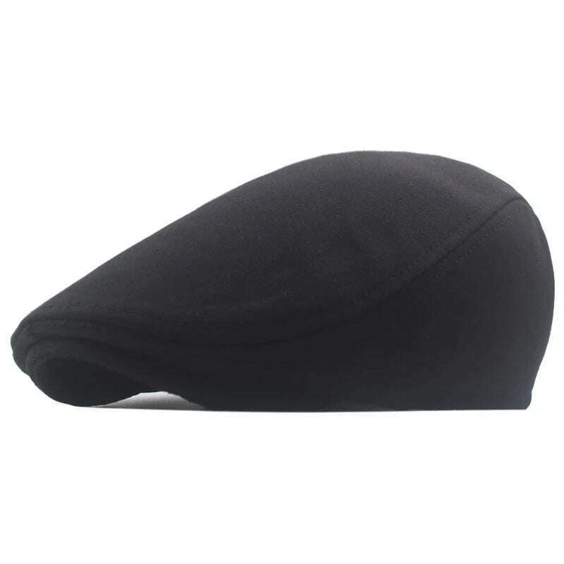 Autumn Winter British Style Newsboy Beret Cap Men'S Golf Driving Sun Flat Cabbie Hat Gatsby Ivy Cap Solid Soft Peaked Cap - KIMLUD