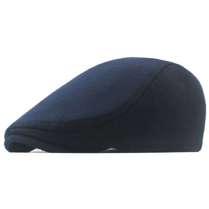 Autumn Winter British Style Newsboy Beret Cap Men'S Golf Driving Sun Flat Cabbie Hat Gatsby Ivy Cap Solid Soft Peaked Cap - KIMLUD